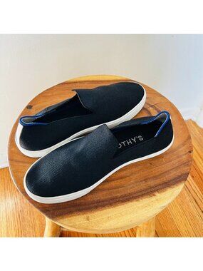 Rothys Black Slip-On Sneakers Size 8.5 Sustainable Knit Comfortable